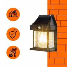 Luminária Arandela Vintage Placa Solar Lâmpada Externa Moderna Decoração Com Sensor Recarregável - Multicolorido - Visão 4