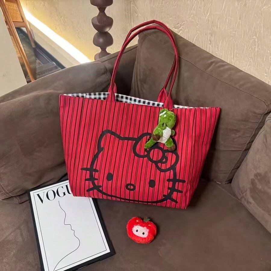 1 chiếc túi tote nữ hình hoạt hình dễ thương Sanrio, túi xách đeo vai đa năng cỡ lớn, túi công sở lý tưởng cho việc đi làm hàng ngày và làm quà tặng ngày lễ. - Nhiều màu - Xem 1