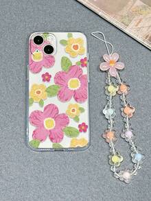 1个花卉手链，透明红色花朵彩绘防震手机壳，兼容 14 Pro Max、13、11、XR、XS、Galaxy S24、A03s、A04、A12、A13、A14、A21s、A22、A23、A24、A32、A33、A34、A51、A52、A53、A54、A71、A72、A73、S20 FE、S21、S22、9、9A、10A、10C、Note 9、Note 10、Note 11、Note 12、12、12C - 彩色 - 查看 6