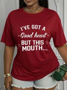 Suave, transpirable y ligera para comodidad durante todo el día. Divertida camiseta para mujer con la ingeniosa frase "Tengo buen corazón - pero mi boca..." - Camiseta casual de manga corta y cuello redondo con un estampado llamativo y juguetón. La ligera camiseta es adecuada para uso casual en primavera, verano y otoño, y es lavable a máquina, lo que la convierte en un artículo imprescindible para tu guardarropa. Cuello redondo clásico con un corte relajado que favorece todas las formas del cuerpo y es fácil de combinar con jeans, shorts y leggings. - Blanco - Ver 10