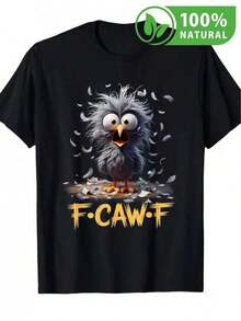 Camiseta Divertida de Algodón con Diseño de Pájaro Despeinado y Texto Creativo Casual para Hombre y Mujer Estilo Urbano Ideal para Regalos y Uso Diario  Juvenil Calidad Premium - Negro - Ver 1