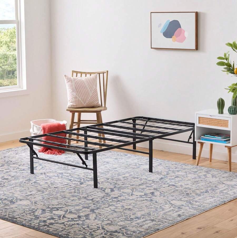 Linenspa - Twin Bed Frame With Storage - Folding Steel Frame For Easy Assembly - Sturdy Steel Bed - For Any Bedroom RBL5 - White - View 1