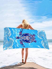 1pc Extra Large Mandala Sea Turtle & Wave Beach Towel - Available In Multiple Sizes. Features: Quick-Dry, Soft, Portable, Fashionable, Sand-Proof, Super Absorbent, Made Of Microfiber. Styles: Bohemian, Tropical, Vintage, Humorous, Yoga, Picnic, UV Protection. Ideal For Beach, Pool And Outdoor Activities; Essential Travel Accessory For Camping, Yoga, Gym, Sports And Swimming. Suitable For Both Men And Women. - Sea Turtle - View 6