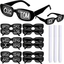 2/16 Pairs Personalized Square Glasses With Marker Pen, Suitable For Adult DIY Customized Birthday Wedding Glasses - Glasses - View 1