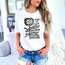 short-sleeveCamiseta "La no es saludable para los niños y otros seres vivos", camiseta anti y paz, camiseta vintage de protesta, camiseta gráfica de activista por la paz100% Cotton - Blanco - Ver 1