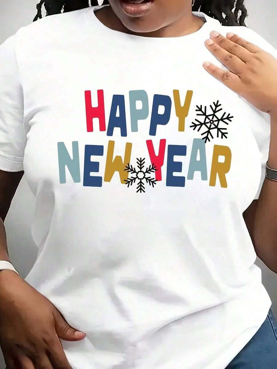Camiseta Moderna Minimalista de Feliz Año Nuevo, Camiseta Welcom 06, Camiseta Familiar a Juego para Año Nuevo, Regalo Navideño, Camiseta Casual para Vacaciones - Blanco - Ver 1