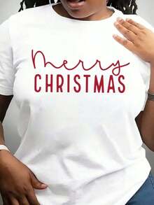 Camiseta navideña moderna y minimalista, camiseta navideña para mujer, camisetas navideñas para mujer, regalo navideño para mujer, camiseta de Feliz Navidad, informal para el día a día. - Blanco - Ver 7