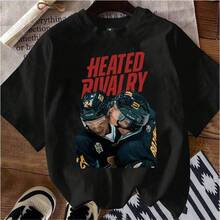 (Ships In 48 Hours) Unisex Casual T-Shirts, Heated Rivalry Themed Print, Neutral Street Style, Cotton, Crew Neck, Short Sleeves, Loosens After Washing,  And Versatile, Shirt Size S-3XL - 黑色 - 查看 6