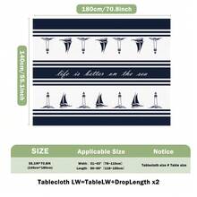 1pc Rectangular Polyester Tablecloth With Lighthouse And Sailboat Pattern, Single-Sided Printing, Suitable For Tabletop, Washable And Reusable, For Indoor, Outdoor, Patio, Wedding, Party, Dining, Craft Show, Banquet Decor - Multicolor - View 14