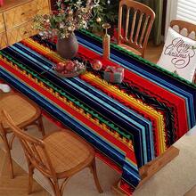 1 pieza, Decoración del hogar, Mantel con estampado de patrón abstracto, Rectangular, Tejido a máquina, Adecuado para cocina del hogar, comedor, cena de fiesta, picnic, camping, cita, boda, decoración de fiesta temática, uso interior y exterior - Multicolor - Ver 15