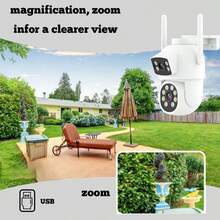 Kamera Keamanan Ganda Luar Ruangan 4MP, Kamera Keamanan WiFi 2.4G/5G, Kamera CCTV Nirkabel Rumah, Cocok untuk Keamanan Rumah, Penglihatan Malam Berwarna, Pelacakan Seluler, Cocok untuk Penggunaan Pemantauan Luar Ruangan, Jalan, dan Rumah - MultiWarna - View 8