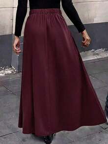 EARO Women's High Waist A-Line Skirt, Fashionable Suit Style, Flattering, Versatile, Elegant, Suitable For Office, Home, Daily Wear, Date Night, Autumn/Winter - 灰色 - 查看 2