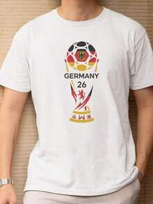 Camiseta Gráfica de Fútbol Estilo Homenaje a la Bandera de Alemania, Diseño Animado de Trofeo de Torneo Mundial, Regalo Inspirado en el Fútbol para Aficionados, Camiseta Unisex - Negro - Ver 6