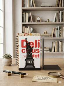 Creative Metal Bookend | Statue Of Liberty Design, Combines Book Storage And Decoration! Made With Iron Craftsmanship, Stable And Durable, Non-Slip Bottom Design Prevents Tipping, Easily Supports Heavy Books And Cookbooks. Minimalist Black Tone Suitable For Various Home Styles, Perfect For Study, Kitchen And Office Desk. Both A Practical Bookend And A Unique Decorative Piece, Enhances Space Texture, Also An Ideal Gift For Friends. - Multiple Styles - View 7