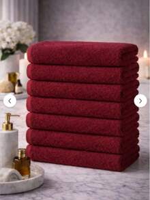 8-Piece Bath Towel Set 50x90 | Soft Cotton Spa & Hotel Towel - Burgundy - View 3