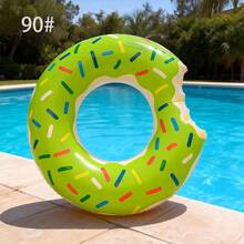 Flotador inflable con diseño de rosquilla verde, flotador de piscina de verano lindo con decoración de chispas de colores - Verde - Ver 9