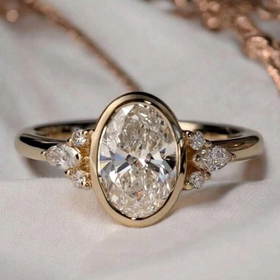 Charm Radiant Cut White Cubic Zirconia Engagement Ring For Women Fashion Wedding Bridal Proposal Jewelry Solitaire Ring Birthday Anniversary Day - Gold-1 - View 1