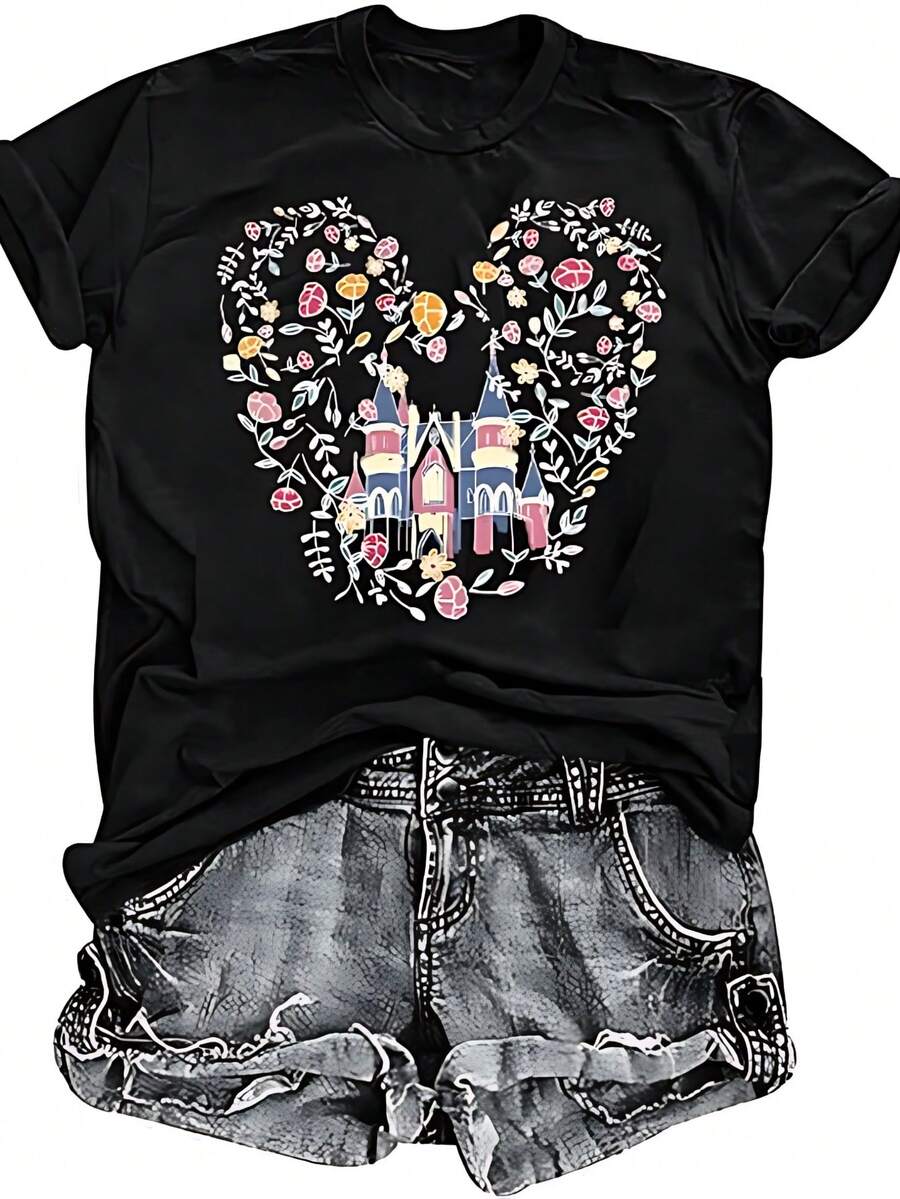 Camisa mágica para mujer, playera divertida con gráficos, día festivo familiares, manga corta, tops casuales de verano3 - Negro - Ver 1