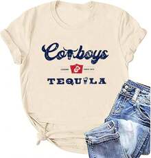 Camiseta de Vaquera de Música Country para Mujer, Camiseta Divertida de Vaquera del Oeste, Camiseta Gráfica Vintage de Rodeo - Estilo - Ver 6