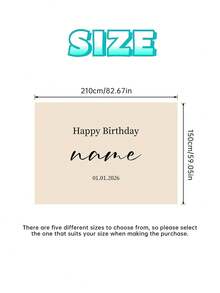 1pc Personalized Birthday Banner With Custom Text,Customizable Name & Date Happy Birthday Banner,Personalized Fabric Backdrop Flag For Party Decoration,Neutral Beige Tone Fabric Banner For Parties - Multicolor - View 9