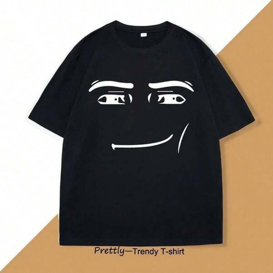 Robloxs Face Meme T-Shirt Men Women Causal  Short Sleeve Tshirt Loose Short Sleeve Tops Harajuk - màu đen - Xem 1