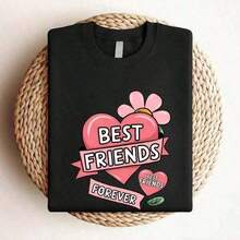 1 pieza 180g Camiseta de algodón puro de 180g de manga corta con cuello redondo impresa de un solo lado, camiseta casual de cuello redondo impresa con 'Best Friend Life', top de tela de punto de verano de manga corta, versión regular - ligera elasticidad, patrón de letras unisex, suave y amigable con la piel 180g 100% algodón - Negro - Ver 3