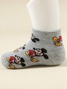 Disney Socks, 1/5/10 Pairs, Children/Girls/Sports Socks, Cute Cartoon Goofy Mickey All-Over Print Pattern Decorated Short Socks, Fashionable Personalized Soft Breathable Moisture-Wicking Sports Socks, Casual Versatile Lace Socks, Suitable For Students Daily Wear/Holiday Gifts/Outdoor Travel/Back To School, Random Color And Style Assortment, Multiple Packs Available - Multicolor - View 5