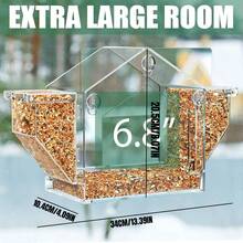 Upgraded Window Bird Feeder With Dual Side Hoppers, High Capacity Outdoor Birdfeeder With Strong Suction Cups & Adhesive Mount, Clear View For Indoor Cats & Elderly, Perfect Nature Gift For Pet & Bird Lovers - 13.39*4.09*8.07in - View 2