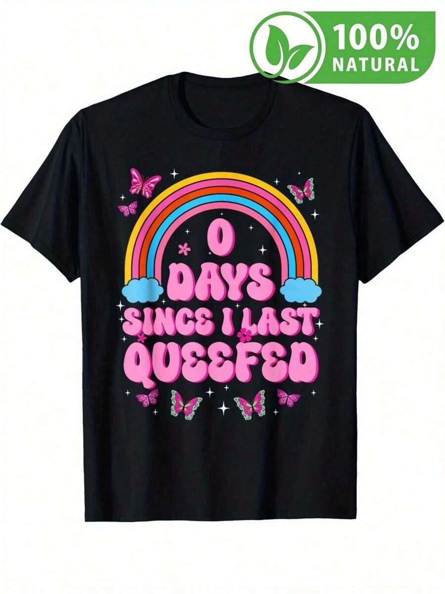 Playera Unisex Divertida y Colorida con Arcoíris y Mariposas Ideal para Regalar Estilo Casual Juvenil Calidad Algodón Perfecta para Fiestas y Reuniones - Negro - Ver 1