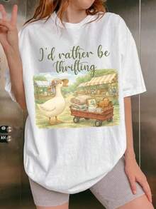 Camiseta Premium Market Shopping Goose de cuello redondo, estilo rústico y reconfortante, regalo para entusiastas del estilo de vida vintage, ecológica. - Blanco - Ver 11