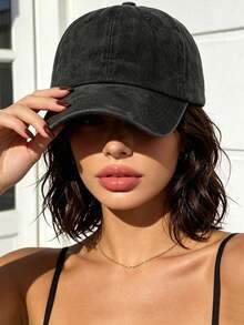 1pc Classic Retro Distressed Black Baseball Cap, Unisex Adjustable Low-Key Casual Streetwear, Suitable For All Seasons - Multicolor - View 2