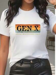 Camiseta Casual de Estilo Vintage para Mujer, Adoptada por la Generación X Desde la Escuela Primaria, Ropa de Verano y Otoño, Regalo Perfecto para Mujeres de la Generación X, 220gblusa casual mujer - Blanco - Ver 5