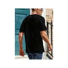 1 Calm Cat Print T-Shirt, High Quality Printed Cotton T-Shirt, Retro Style, Men's T-Shirt, Summer T-Shirt, Beach Essential, Holiday Gift, Perfect Unisex Gift, Soft, Breathable, Comfortable Fabric, Casual And Fashionable Short Sleeve T-Shirt, Perfect For All Seasons. - 黑色 - 查看 2