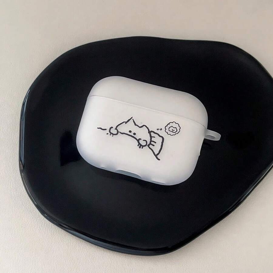 Matte White Transparent Cat Design Protective Case For AirPods 2/3/4/Pro/Pro2/Pro3 - Clear - View 1