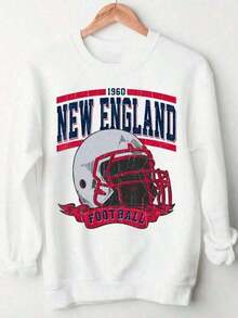 Sudadera Vintage de los New York Mets, Sudadera Casual de Mujer de Tejido de Punto, Manga Larga, Bajo Regular, con Estampado Aleatorio de Figuras Gráficas de Animales de Dibujos Animados Navideños, Sudadera Elegante y Cálida. - Blanco - Ver 1