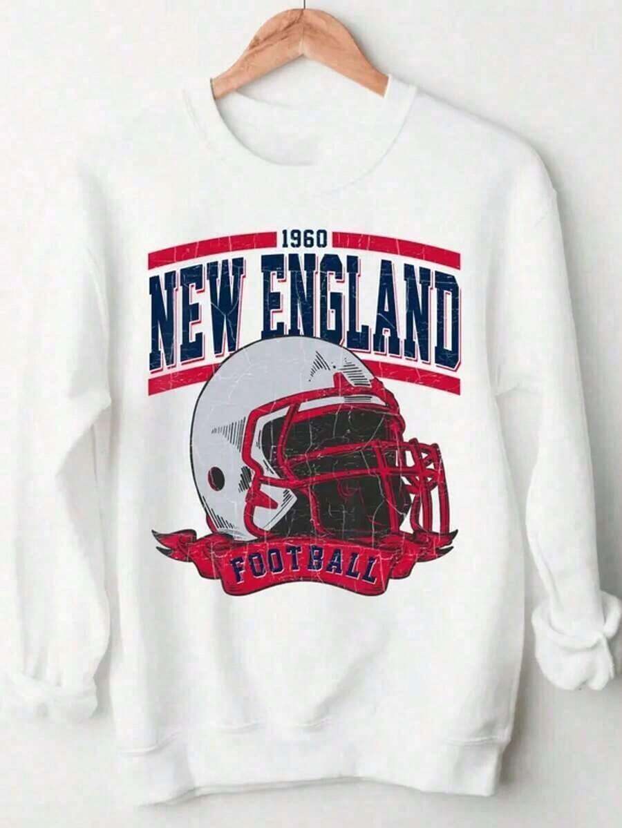 Sudadera Vintage de los New York Mets, Sudadera Casual de Mujer de Tejido de Punto, Manga Larga, Bajo Regular, con Estampado Aleatorio de Figuras Gráficas de Animales de Dibujos Animados Navideños, Sudadera Elegante y Cálida. - Blanco - Ver 1