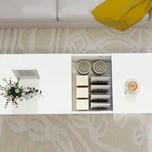 Adjustable Coffee Table, Metal Rails, Chipboard, Foot Pads, White - White - View 3