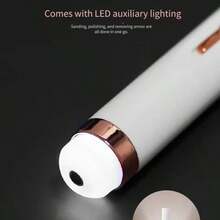 1个迷你电动指甲抛光器（5个磨头），小型卸甲工具，指甲钻，便携式指甲锉和抛光器 - 快速卸甲不伤指甲，USB充电2分钟，高效低噪音，不发热；带LED照明 - 彩色 - 查看 8