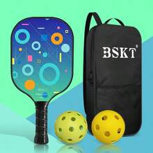 Ensemble complet de raquette de pickleball BSKT T700 en fibre de verre, corps monobloc, grip ergonomique confortable résistant à l'usure et anti-déformation, raquette d'entraînement pour étudiants débutants en intérieur/extérieur avec balle PE, exercice et amélioration de la coordination main-œil, panneau en fibre de verre T700 haute résistance, anti-pliage et non déformant, manche ergonomique antidérapant et absorbant la transpiration, ensemble complet comprenant la raquette et la balle d'entraînement PE, convient aux personnes sans base pour la pratique quotidienne, les jeux de loisirs, la salle de sport intérieure, la cour extérieure et la pelouse, exercice efficace de la coordination main-œil - Multicolore - Voir 11