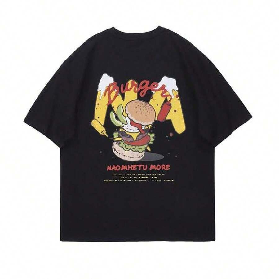 Camiseta unisex de manga corta, con estampado gráficoCamisetasHombres2026NuevoVeranoDibujos animadosHamburguesaImprimirManga cortaSueltoCamisetaAdelgazamientoVersátilInsParejaTopsHombresRopa de jugadorashombre, , , Dazymujer,romwehombres, bohochic,maestrasregalos,camisetaparaconjuntos de mujercon curvasparamu,y2k, - Negro - Ver 1