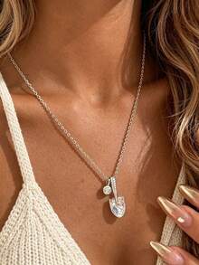 Creative Rhinestone Shovel Necklace, Unique Design Colorful Diamond Pendant Necklace, Luxury Personalized Versatile Commuting & Dating Jewelry, Distinctive Gift For Girlfriend Or Best Friend - Shovel Necklace - View 3