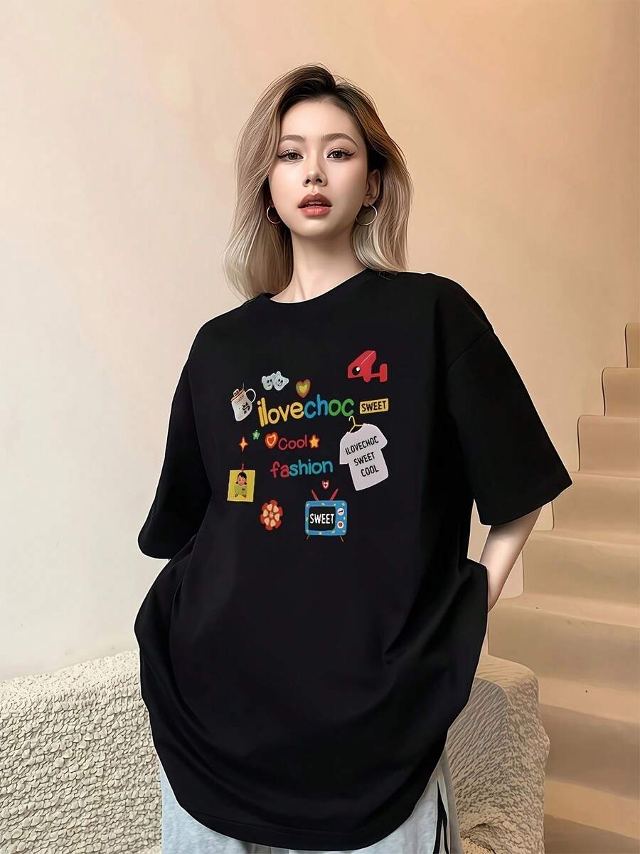 Camiseta divertida de lucha libre con diseño original, algodón suave, estilo moderno, gráfico animado, cómodo, ajuste holgado, ideal para fanáticos, disponible en negro y varias tallas, moda urbana, actual. - Negro - Ver 1