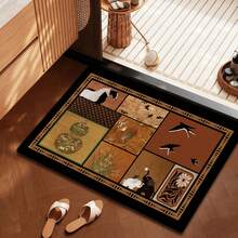 Vintage Collage Art Area Rug, Non-Slip Soft Floor Mat With Leopard Floral Gallery Wall Print, Earth Tone Boho Decorative Rug For Bathroom Bedroom Entryway Home Decor - Multicolor - View 14