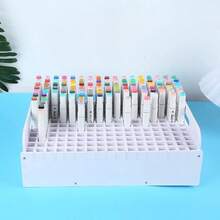 204-Slot Multifunctional Desktop Organizer Rack | PVC Pen Holder, Marker And Pencil Storage Rack For Pens, Paints, Colored Pencils, Art Supplies For Artists And Students - White, Material: Other Plastic - Sets - View 3