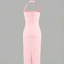 Vestido de mujer de longitud media elegante, adecuado para vacaciones, reuniones diarias, fiestas y eventos de cóctel de verano - Rosa - Ver 6