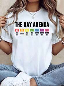 Camiseta con la Agenda Semanal de la Comunidad LGBTQ+ - Regalo para el Mes del Orgullo - Diseño Divertido y Humorístico - Colores del Arcoíris - Ropa Casual Unisex, 220g - Estilo Vintage Urbano - Camiseta Unisex de Algodón, Manga Corta, Cuello Redondo, 100% Algodón - Blanco - Ver 7