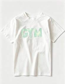 Women's T-Shirt - 3 Piece Fitness Set - English Letter Print T-Shirt: Casual Round Neck, Short Sleeves, Machine Washable Polyester Fiber, Versatile And Stylish Retro Sports Top For Spring And Summer. - 白色 - 查看 2