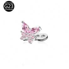 1 buah Anting Tusuk Titanium G23 Pink dengan Inlay Zirkonia Kubik, Cocok untuk Pemakaian Sehari-hari - Berwarna merah muda - View 11