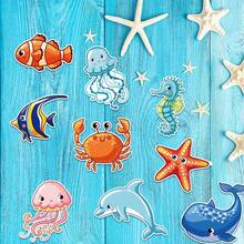 500張/捲海洋動物貼紙 16款圖案 螃蟹 水母 海馬 海龜 章魚 海星 豚魚 魚類貼紙 海洋生物 開學首日 - 卡通 - 查看 4