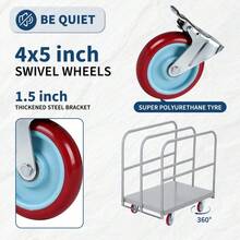 Carro de panel de acero pesado 2 en 1 con capacidad de 2500 libras, 4 ruedas giratorias, tamaño de 36x24 pulgadas, 4 barandillas laterales para madera y pared seca Dolly - 3 paneles - Ver 6